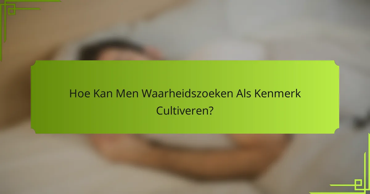 Hoe Kan Men Waarheidszoeken Als Kenmerk Cultiveren?