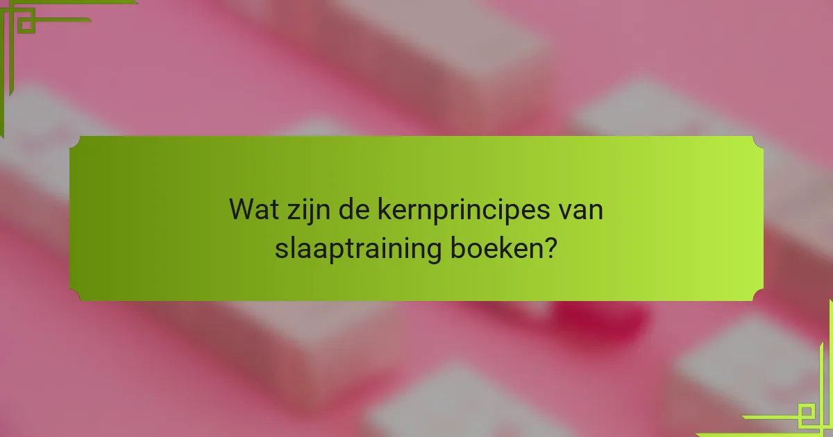 Wat zijn de kernprincipes van slaaptraining boeken?