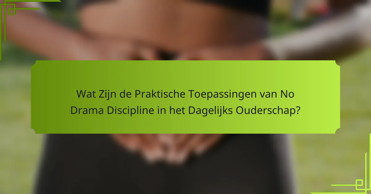 Wat Zijn de Praktische Toepassingen van No Drama Discipline in het Dagelijks Ouderschap?