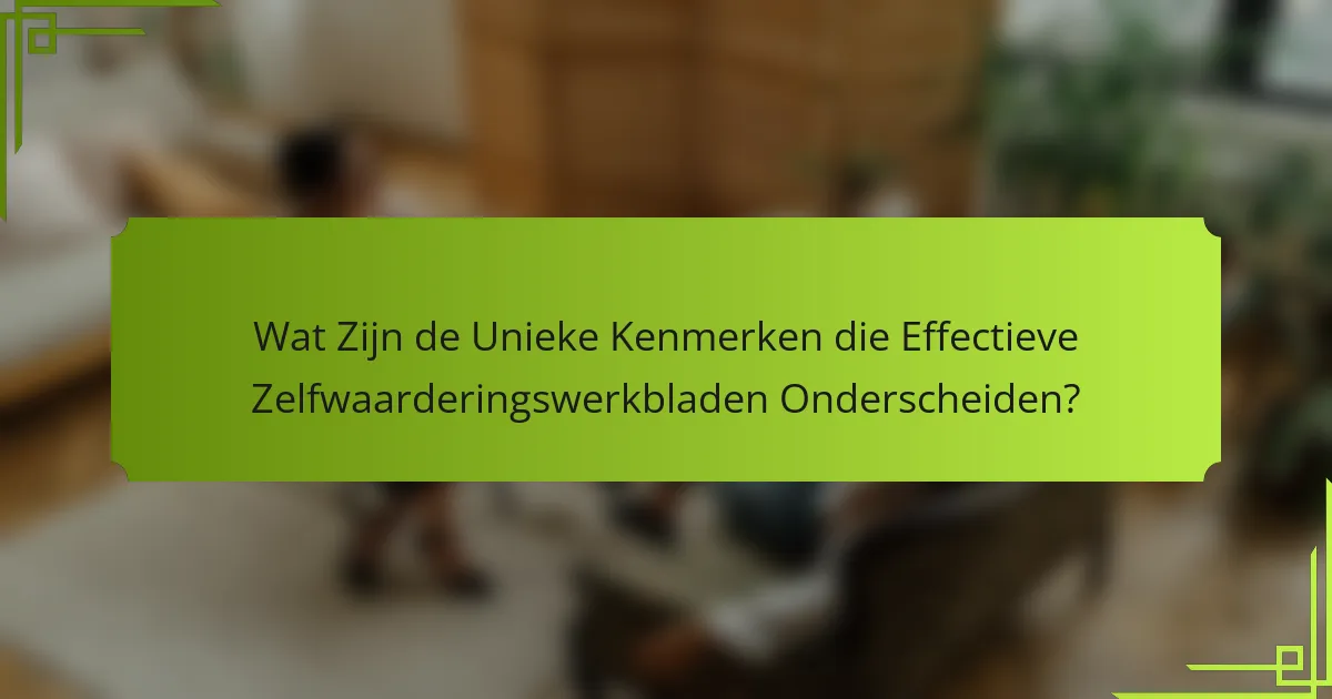 Wat Zijn de Unieke Kenmerken die Effectieve Zelfwaarderingswerkbladen Onderscheiden?