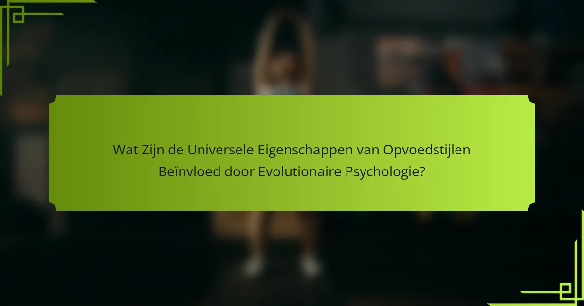 Wat Zijn de Universele Eigenschappen van Opvoedstijlen Beïnvloed door Evolutionaire Psychologie?