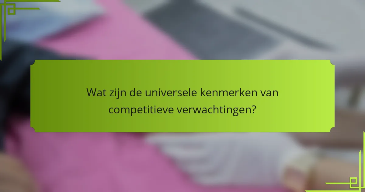 Wat zijn de universele kenmerken van competitieve verwachtingen?