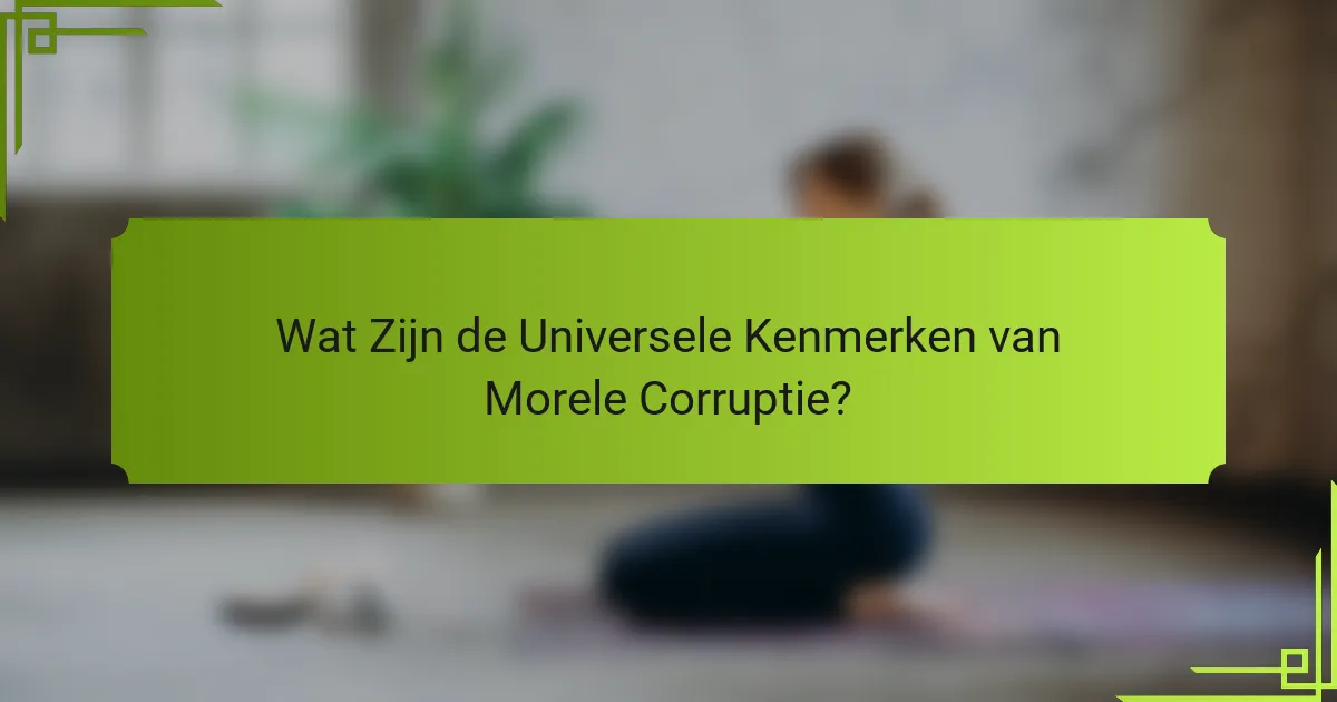 Wat Zijn de Universele Kenmerken van Morele Corruptie?