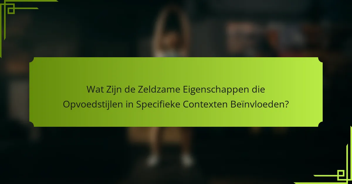 Wat Zijn de Zeldzame Eigenschappen die Opvoedstijlen in Specifieke Contexten Beïnvloeden?