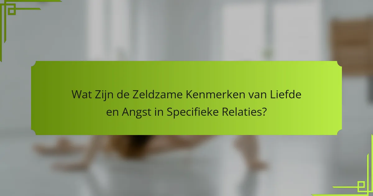 Wat Zijn de Zeldzame Kenmerken van Liefde en Angst in Specifieke Relaties?
