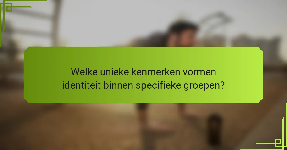 Welke unieke kenmerken vormen identiteit binnen specifieke groepen?