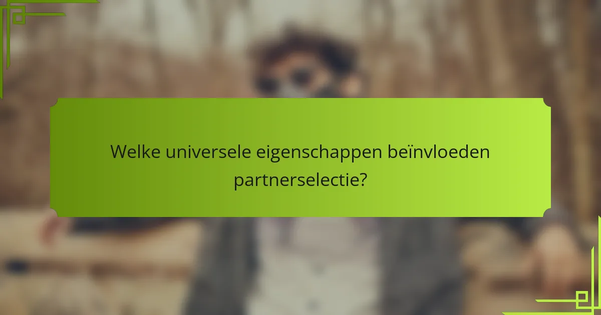 Welke universele eigenschappen beïnvloeden partnerselectie?