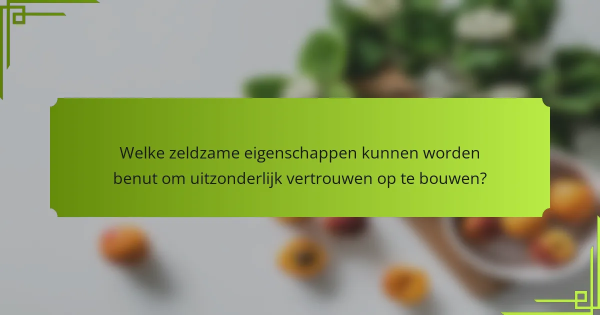 Welke zeldzame eigenschappen kunnen worden benut om uitzonderlijk vertrouwen op te bouwen?